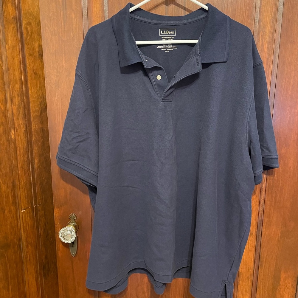 L.L. Bean Blue Polo Shirt Relaxed Fit Casual